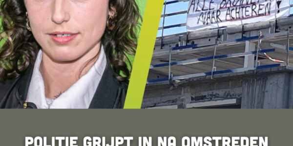 Politie grijpt in na omstreden spandoek: 'alle bruine mannen naar achteren' "Dit is racisme"
